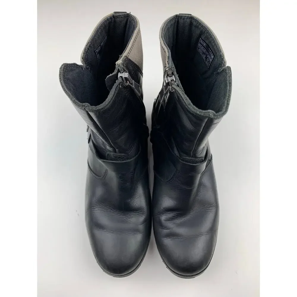 Teva De La Vina Boots Black Leather Waterproof Ankle Zipper Women's 7.5